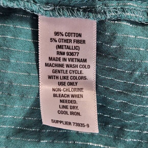 a.n.a Blue Boho Blouse with Full Sleeves Size XL Tall Blue and Silver Top - Picture 9 of 10